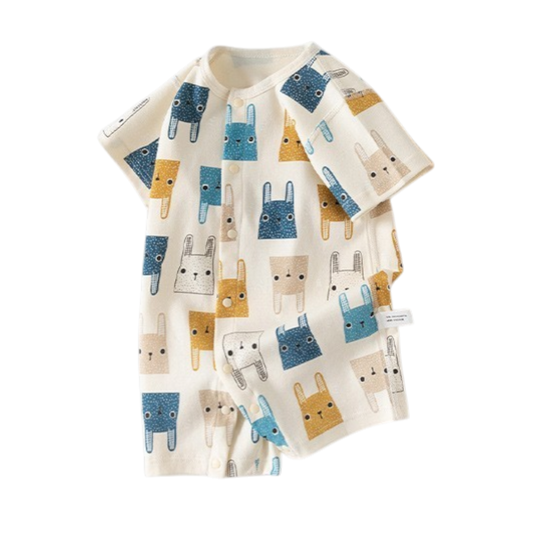 Contrast Bunny Baby Bodysuit on a white background, view 2