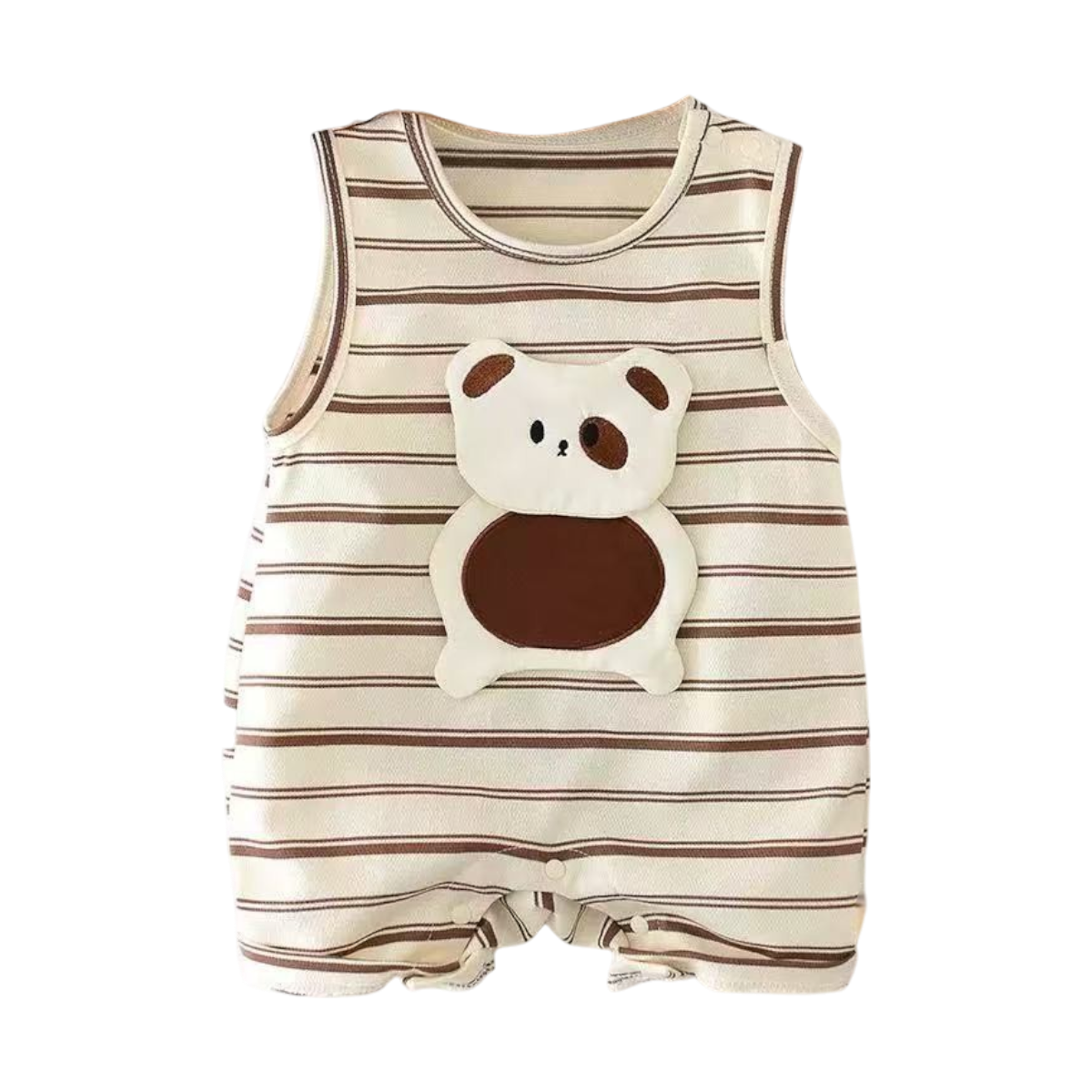 Simple Stripe Puppy Sleeveless Baby Romper on a white background