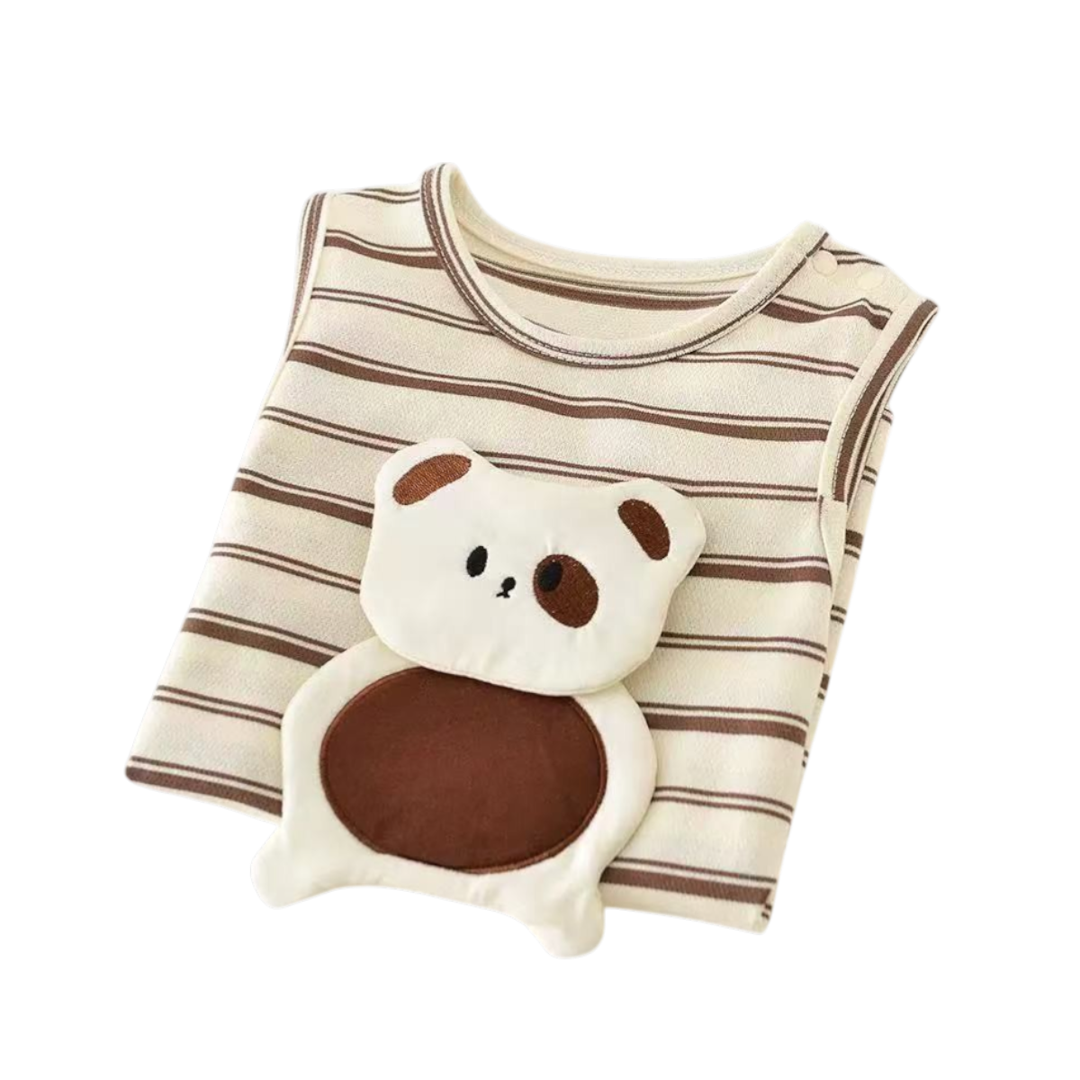Simple Stripe Puppy Sleeveless Baby Romper on a white background, view 4