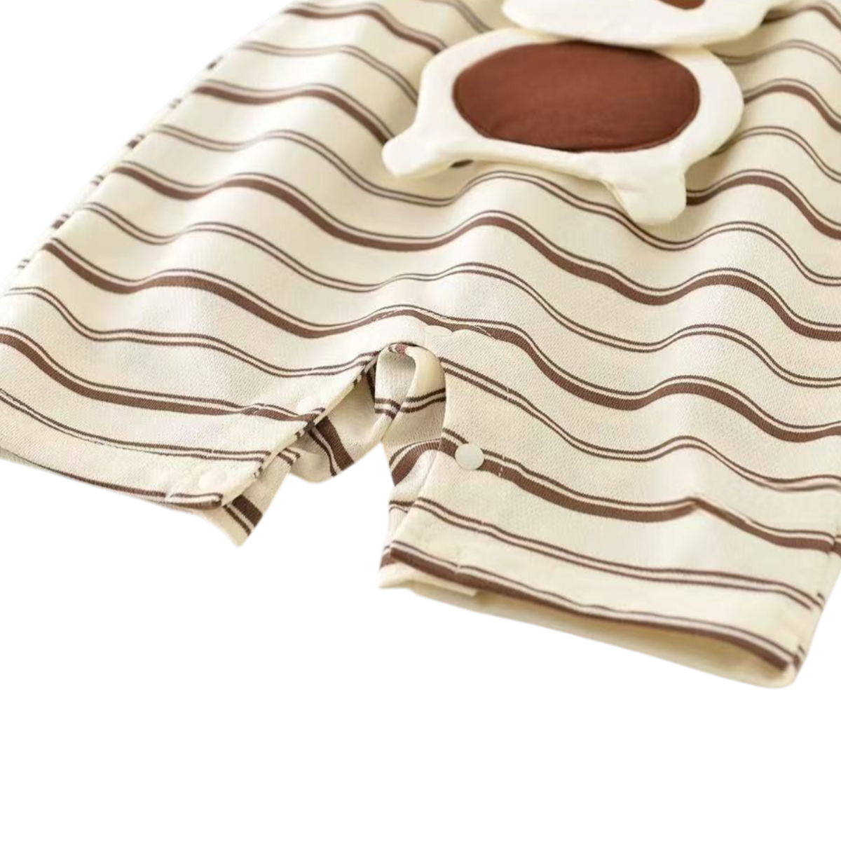 Simple Stripe Puppy Sleeveless Baby Romper on a white background, view 5