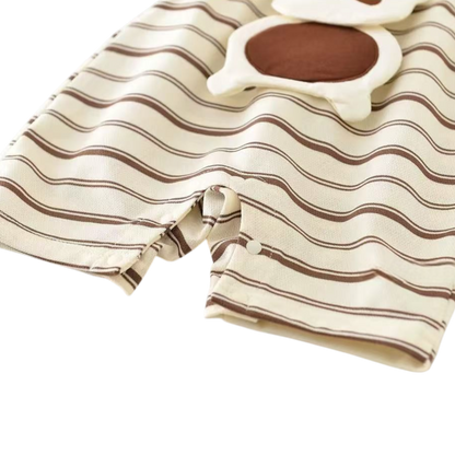 Simple Stripe Puppy Sleeveless Baby Romper on a white background, view 5