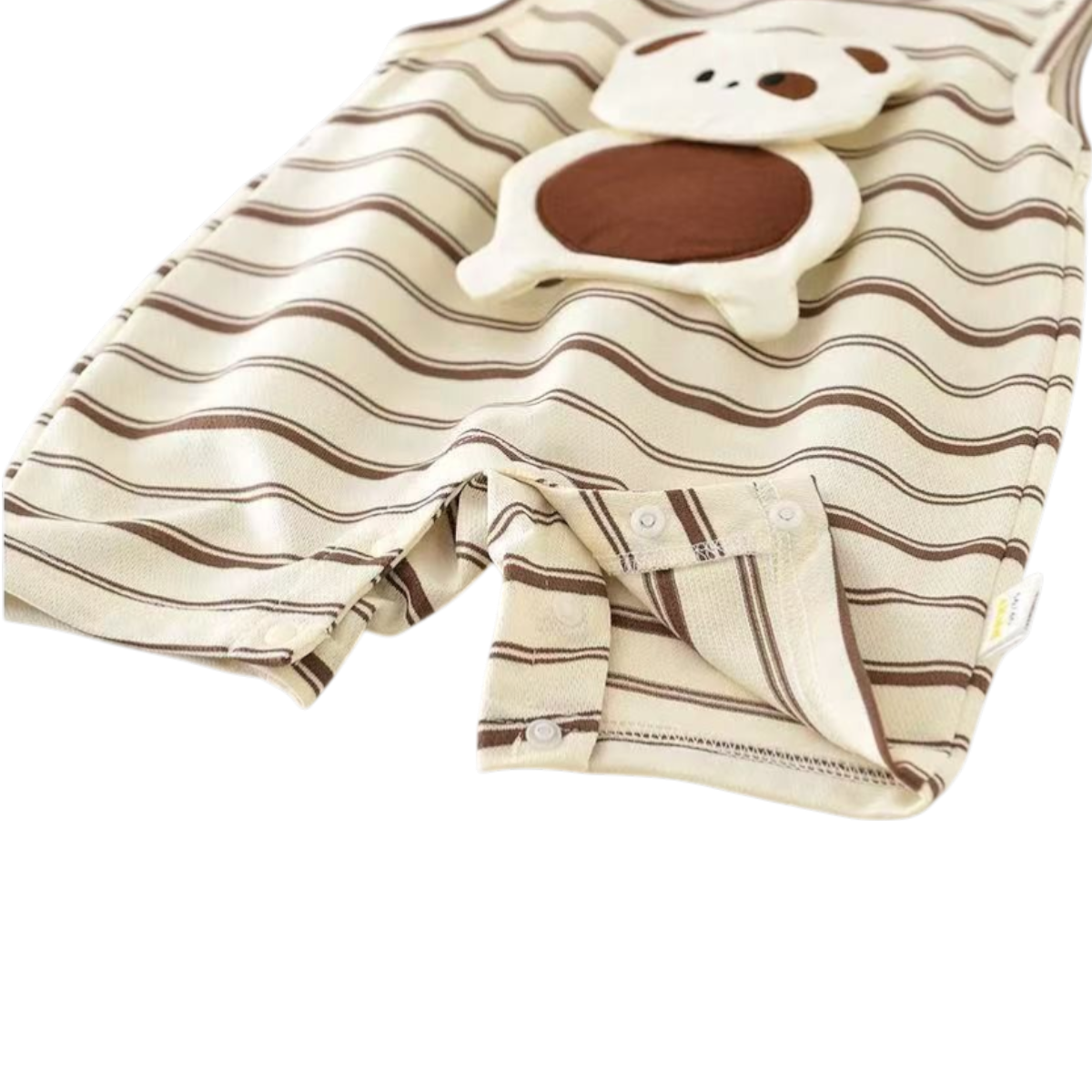 Simple Stripe Puppy Sleeveless Baby Romper on a white background, view 6