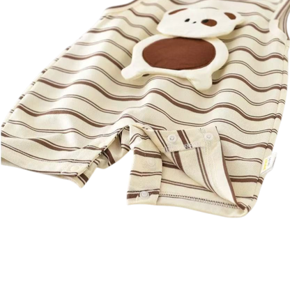 Simple Stripe Puppy Sleeveless Baby Romper on a white background, view 6