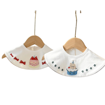 Bow Birthday Cake Baby Bib on a white background, view 2