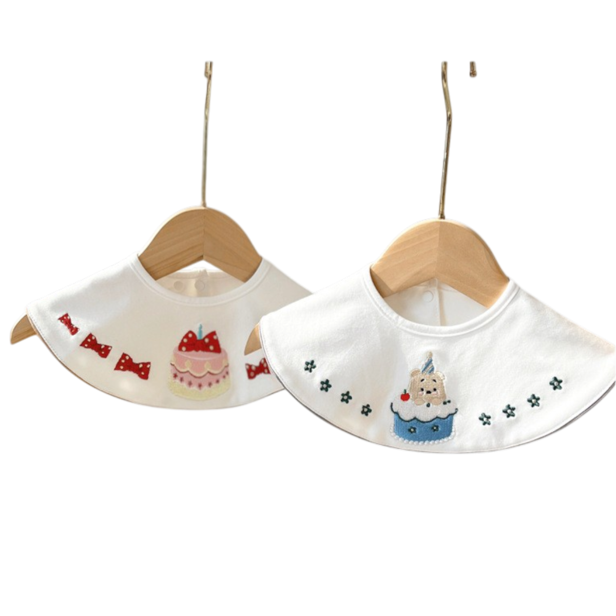 Bear Birthday Cake Baby Bib on a white background, view 2
