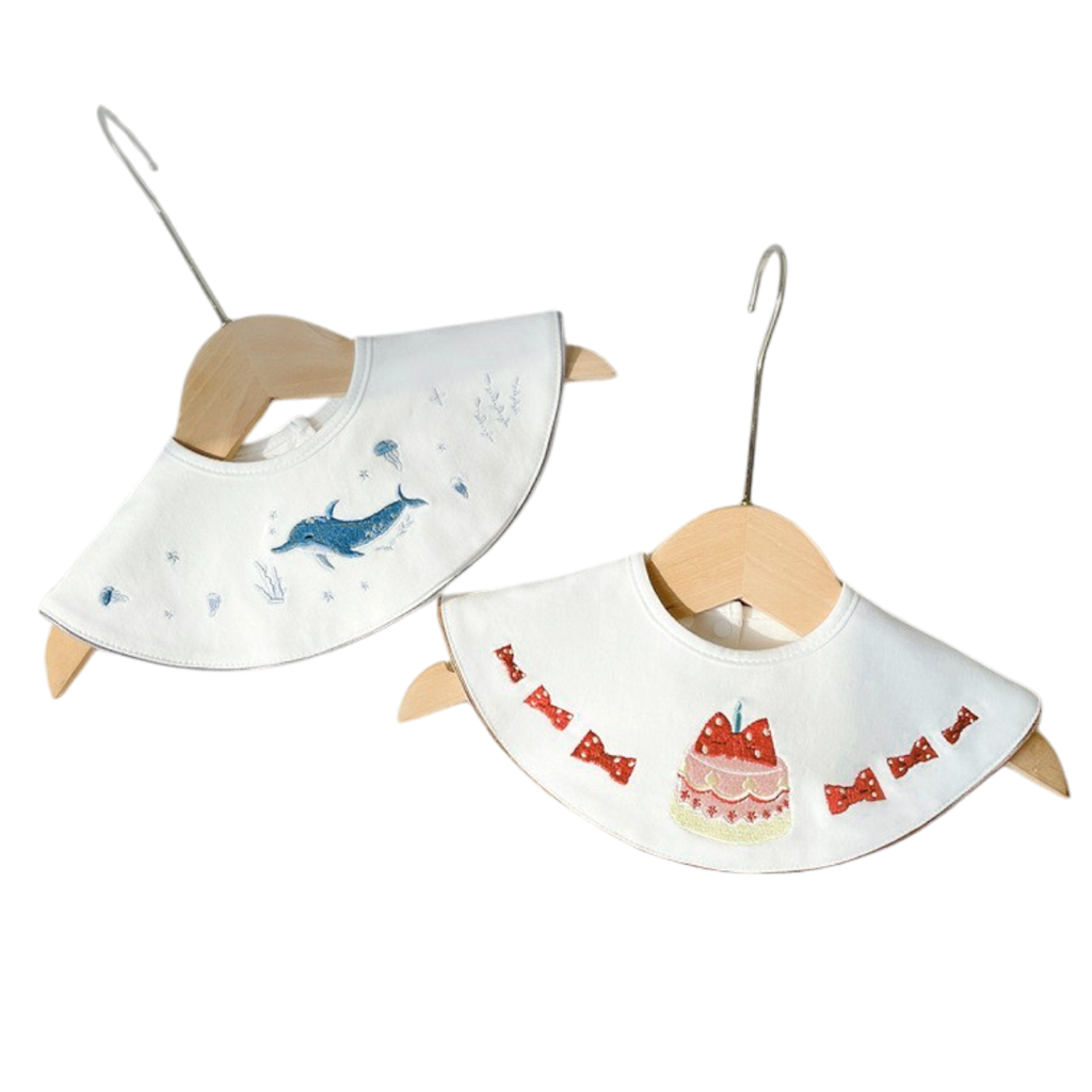 Ocean Dolphin Baby Bib on a white background, view 2