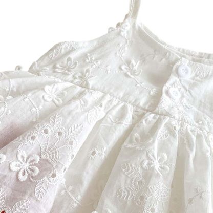 White Embroidered Baby Bodysuit on a white background, view 2
