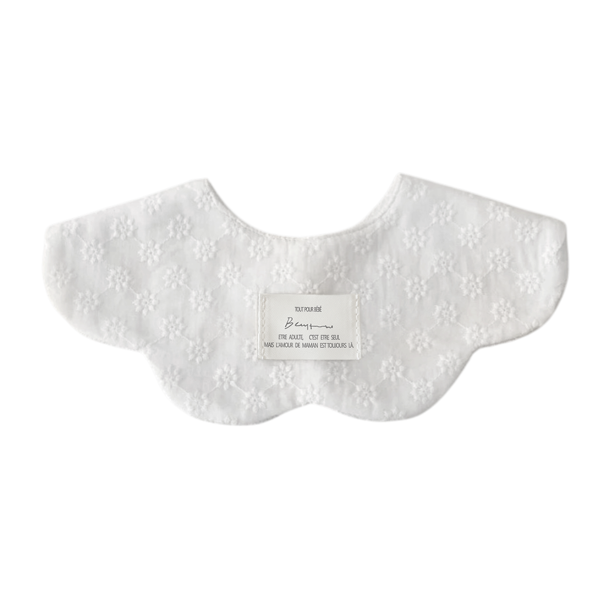 Floral Embroidered Baby Bib on a white background