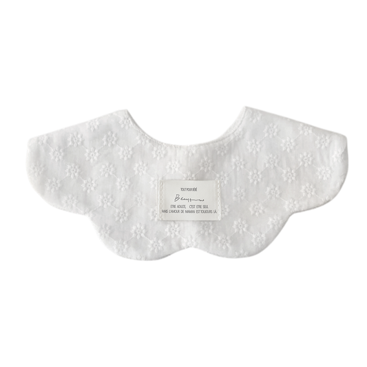 Floral Embroidered Baby Bib on a white background
