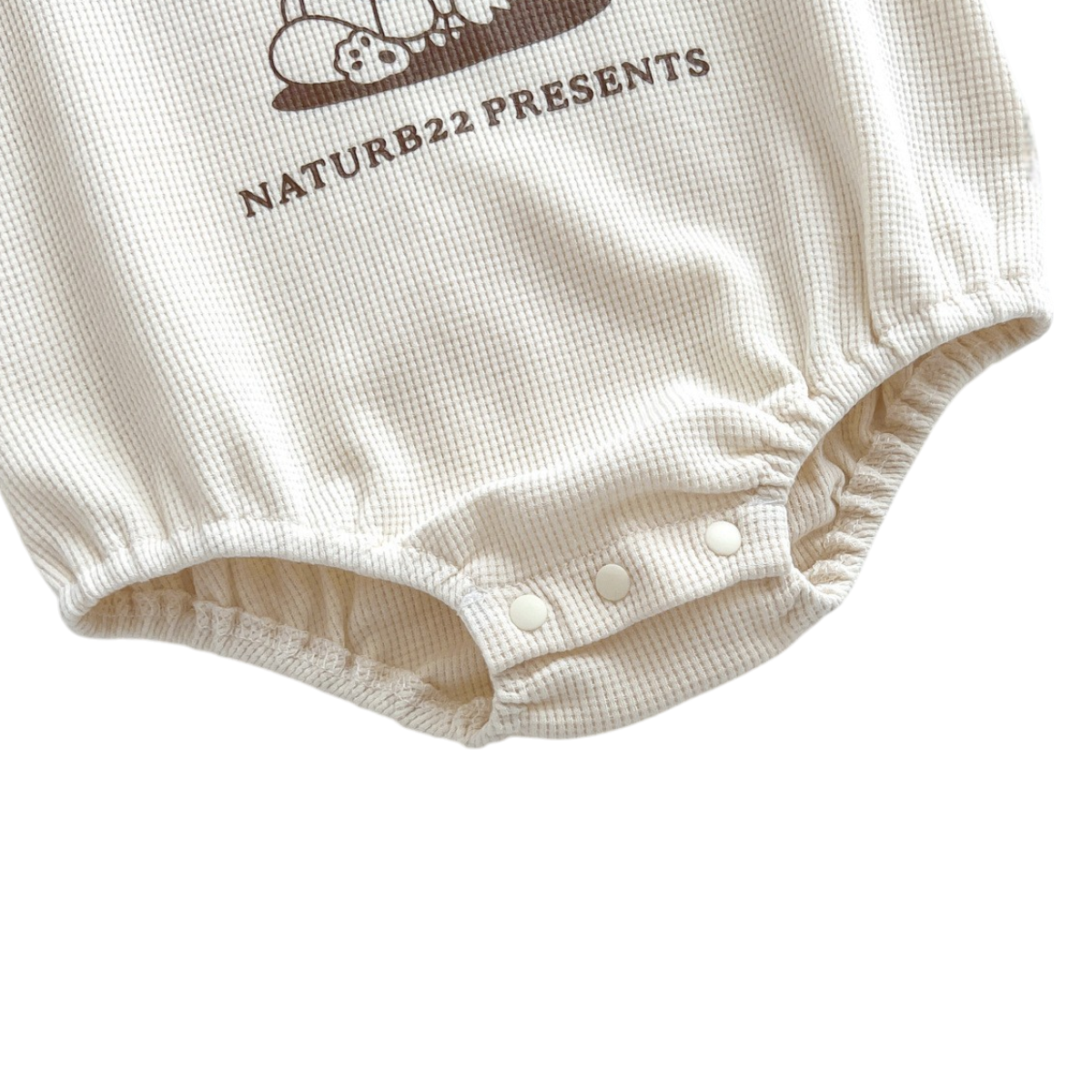 Beige Bear Baby Bodysuit on a white background, view 5