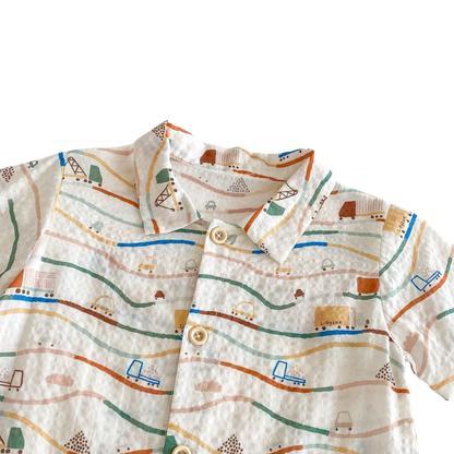 Little Car Baby Romper Set on a white background, view 3