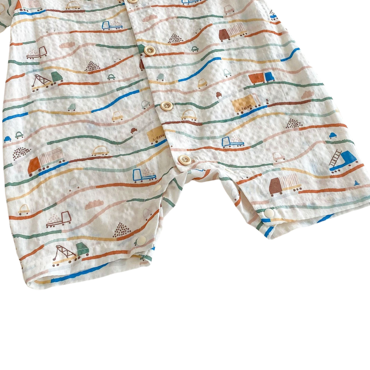 Little Car Baby Romper Set on a white background, view 5