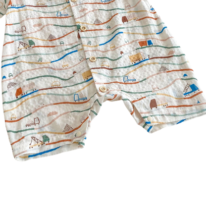 Little Car Baby Romper Set on a white background, view 5