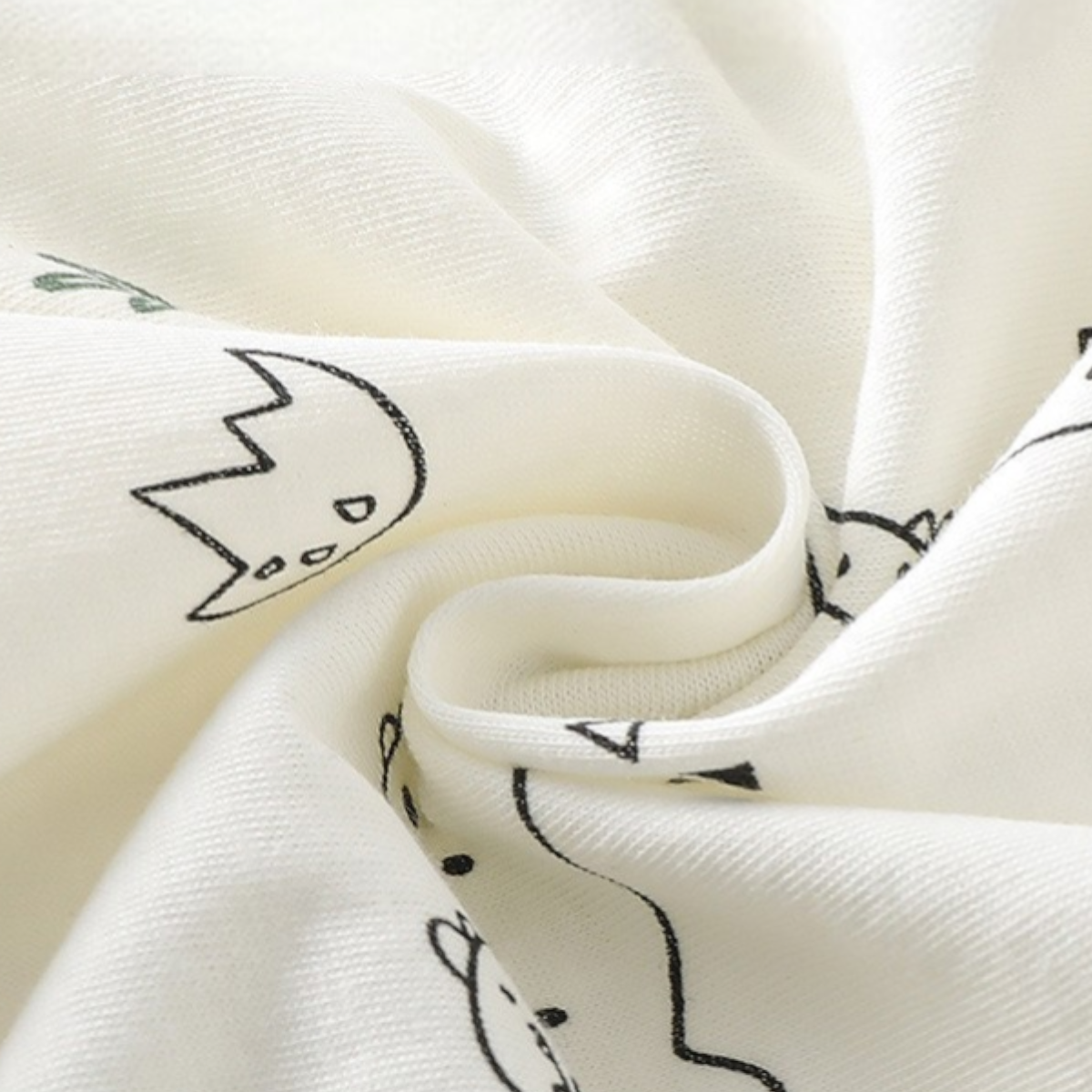 Sage Green Dinosaur Baby Romper on a white background, view 7