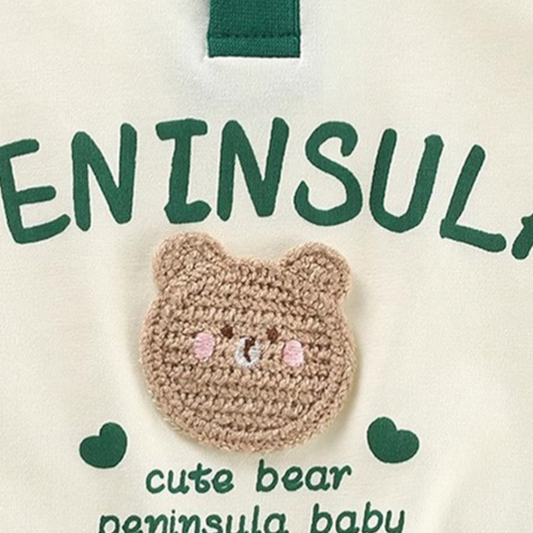 Green Contrast Sleeve Polo Baby Romper on a white background, view 2