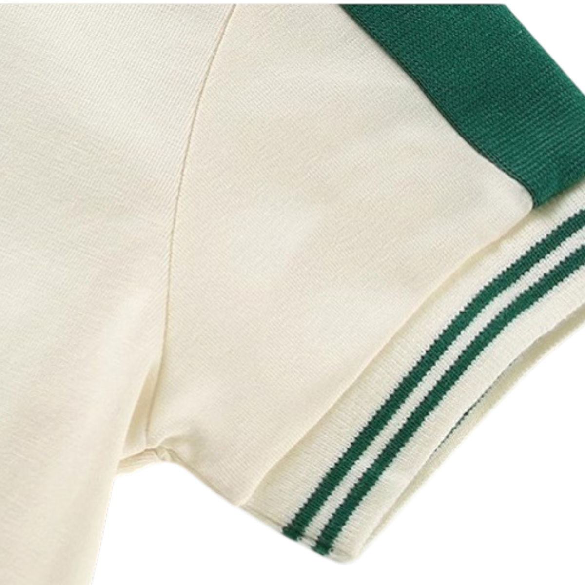 Green Contrast Sleeve Polo Baby Romper on a white background, view 5