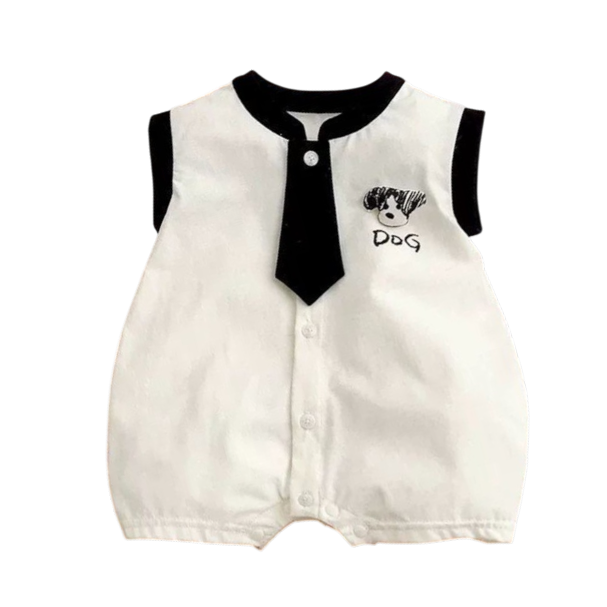 Black and White Tie Puppy Baby Romper