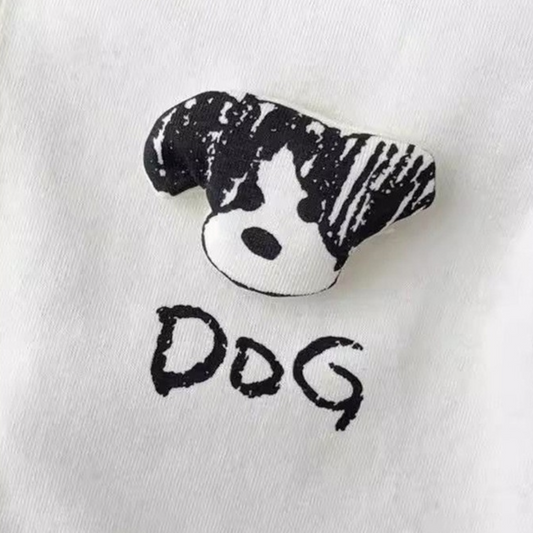 Black and White Tie Puppy Baby Romper