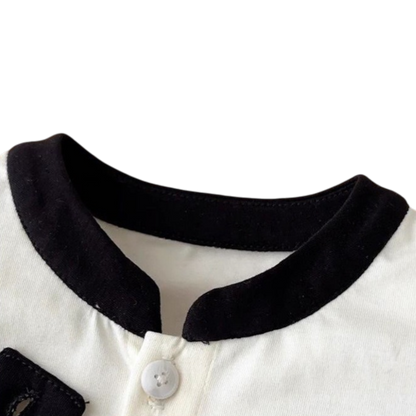Black and White Tie Puppy Baby Romper