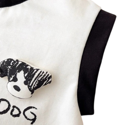 Black and White Tie Puppy Baby Romper
