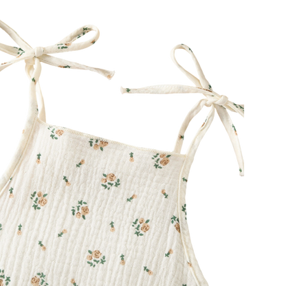 Sweet Floral Tie-Front Baby Bodysuit Set on a white background