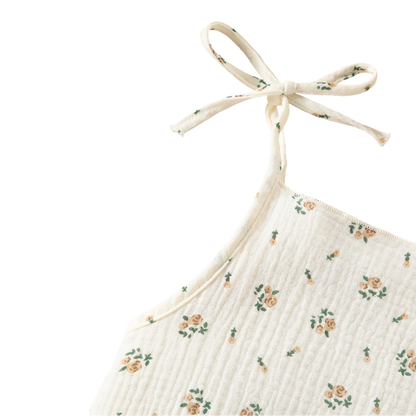 Sweet Floral Tie-Front Baby Bodysuit Set on a white background, view 2