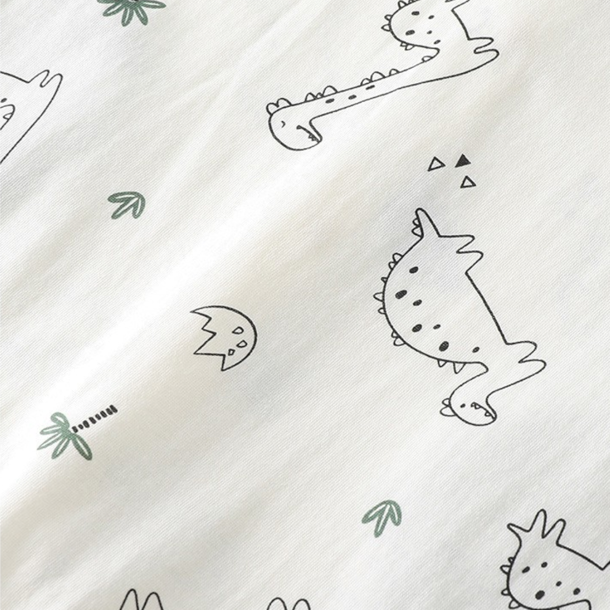 Sage Green Dinosaur Baby Romper on a white background, view 6