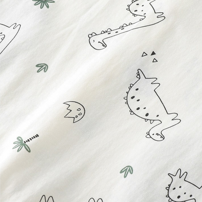 Sage Green Dinosaur Baby Romper on a white background, view 6