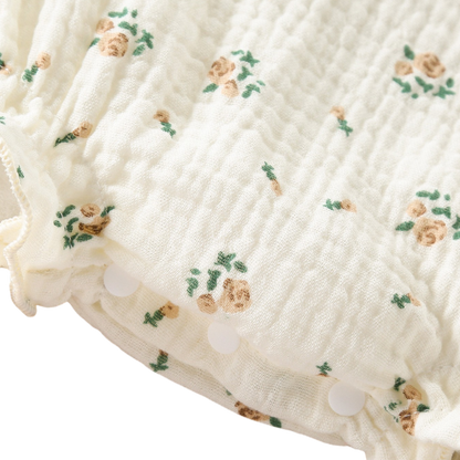 Sweet Floral Tie-Front Baby Bodysuit Set on a white background, view 4
