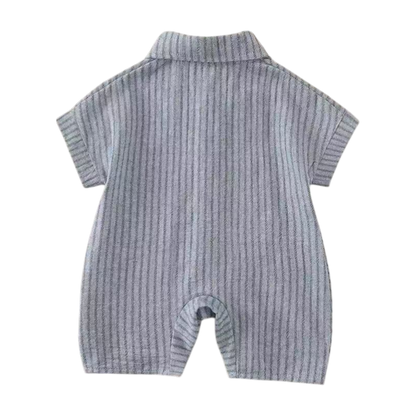 Striped Dachshund Short Sleeve Baby Romper