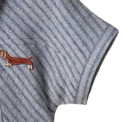 Striped Dachshund Short Sleeve Baby Romper