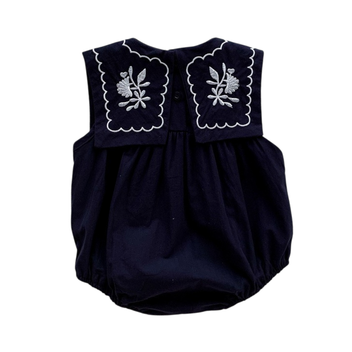 Navy Blue Embroidered Nautical Baby Bodysuit