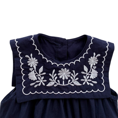 Navy Blue Embroidered Nautical Baby Bodysuit