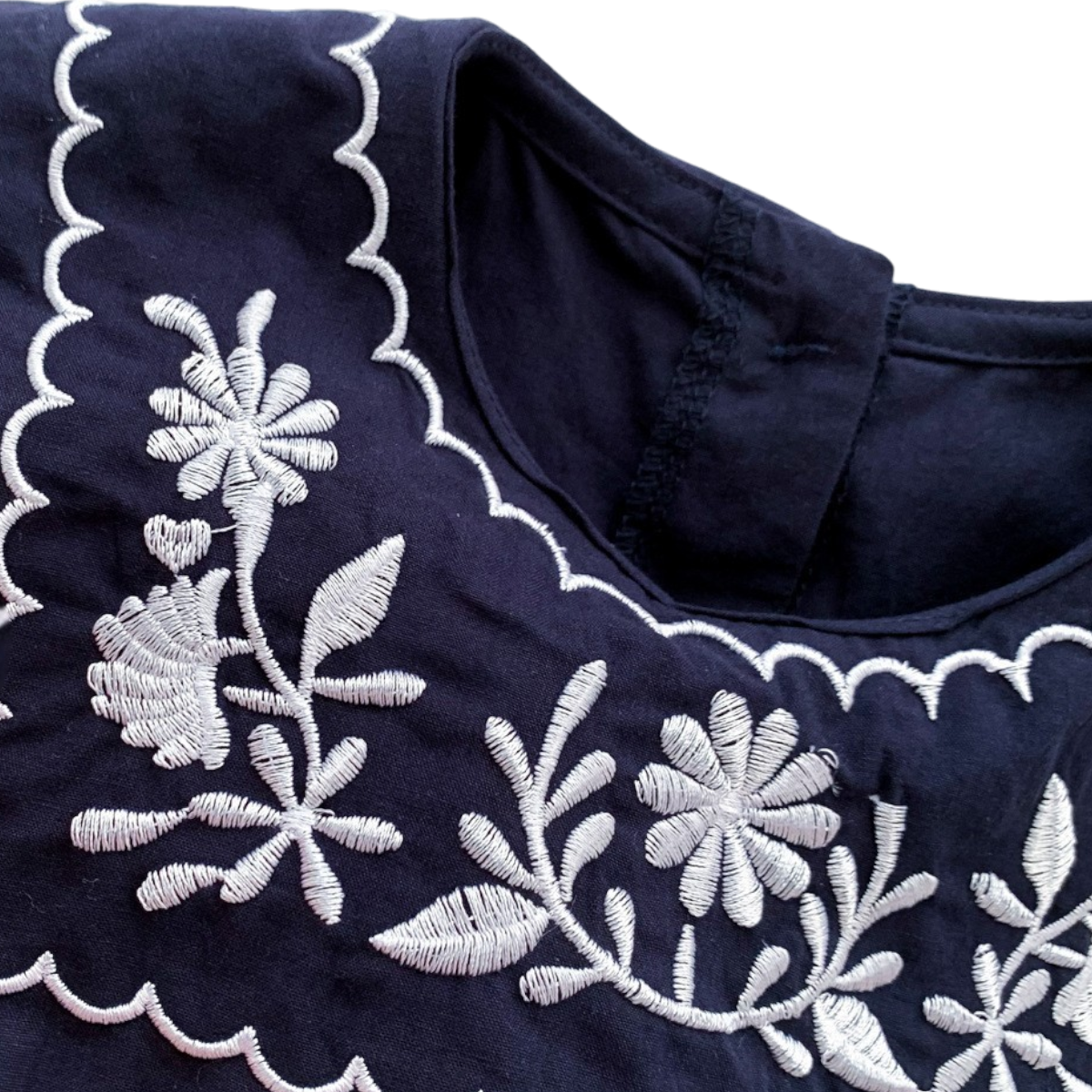 Navy Blue Embroidered Nautical Baby Bodysuit