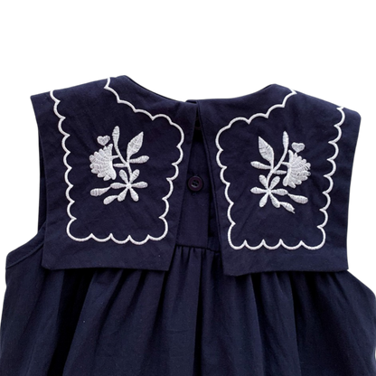 Navy Blue Embroidered Nautical Baby Bodysuit