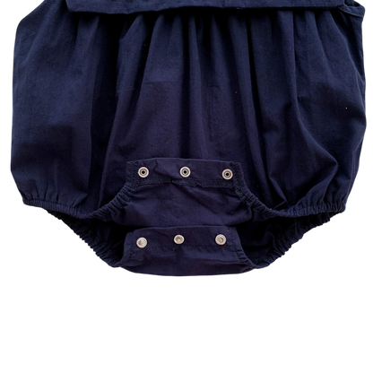 Navy Blue Embroidered Nautical Baby Bodysuit