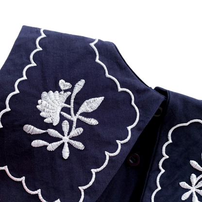 Navy Blue Embroidered Nautical Baby Bodysuit