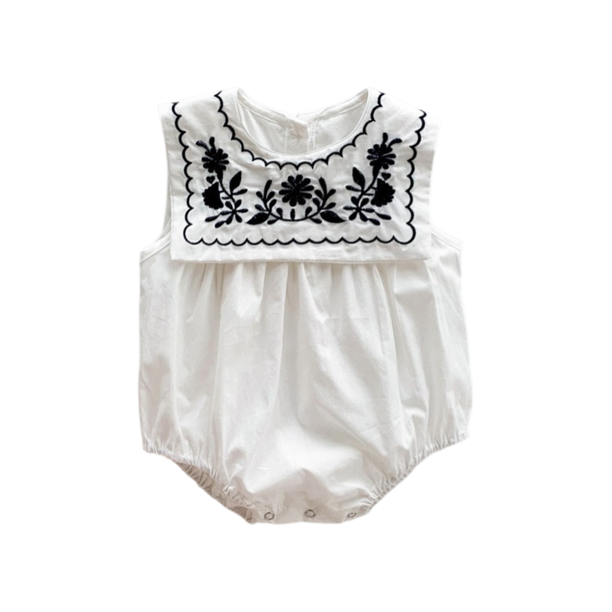 White Embroidered Nautical Baby Bodysuit on a white background