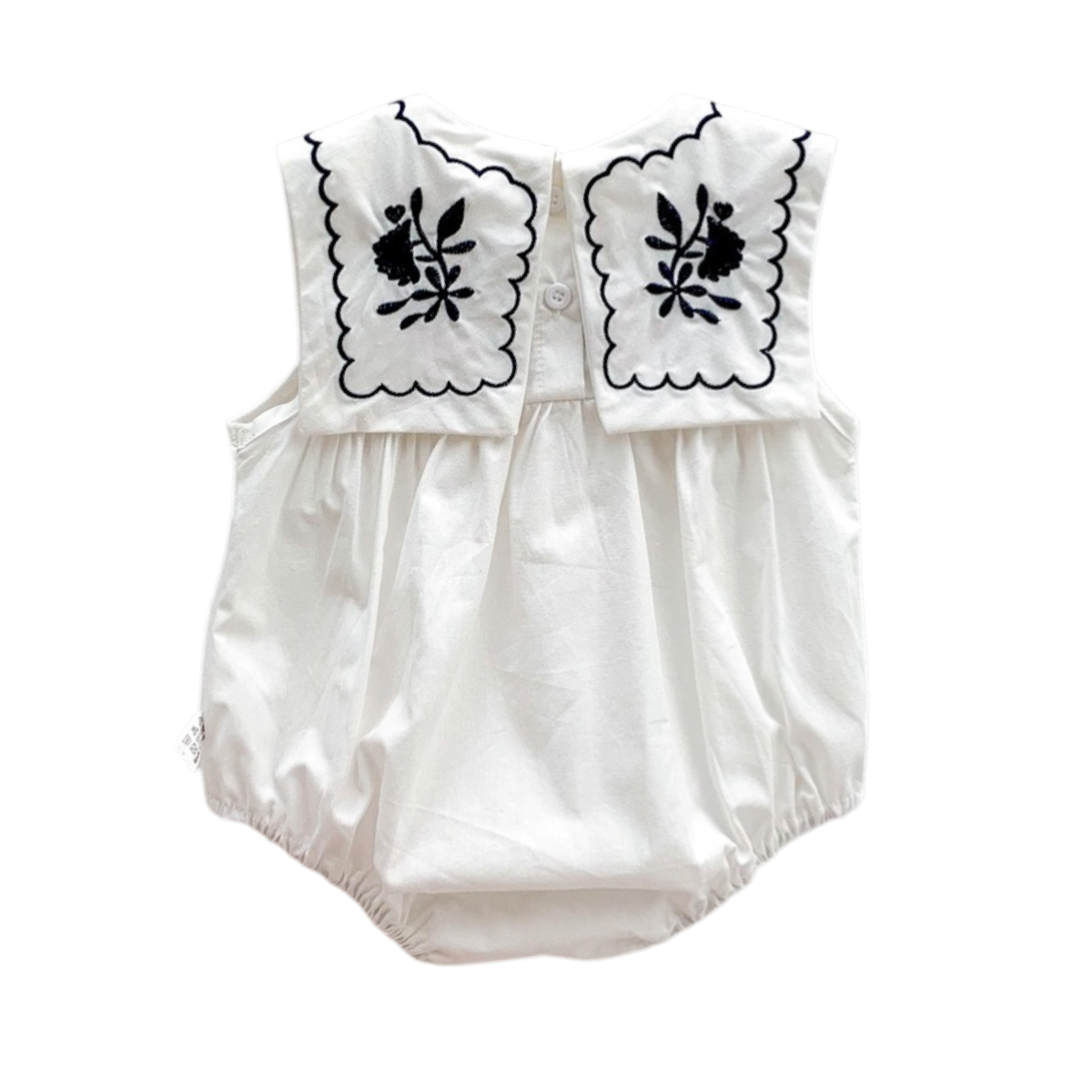 White Embroidered Nautical Baby Bodysuit on a white background, view 7