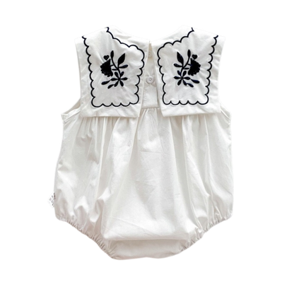 White Embroidered Nautical Baby Bodysuit on a white background, view 7