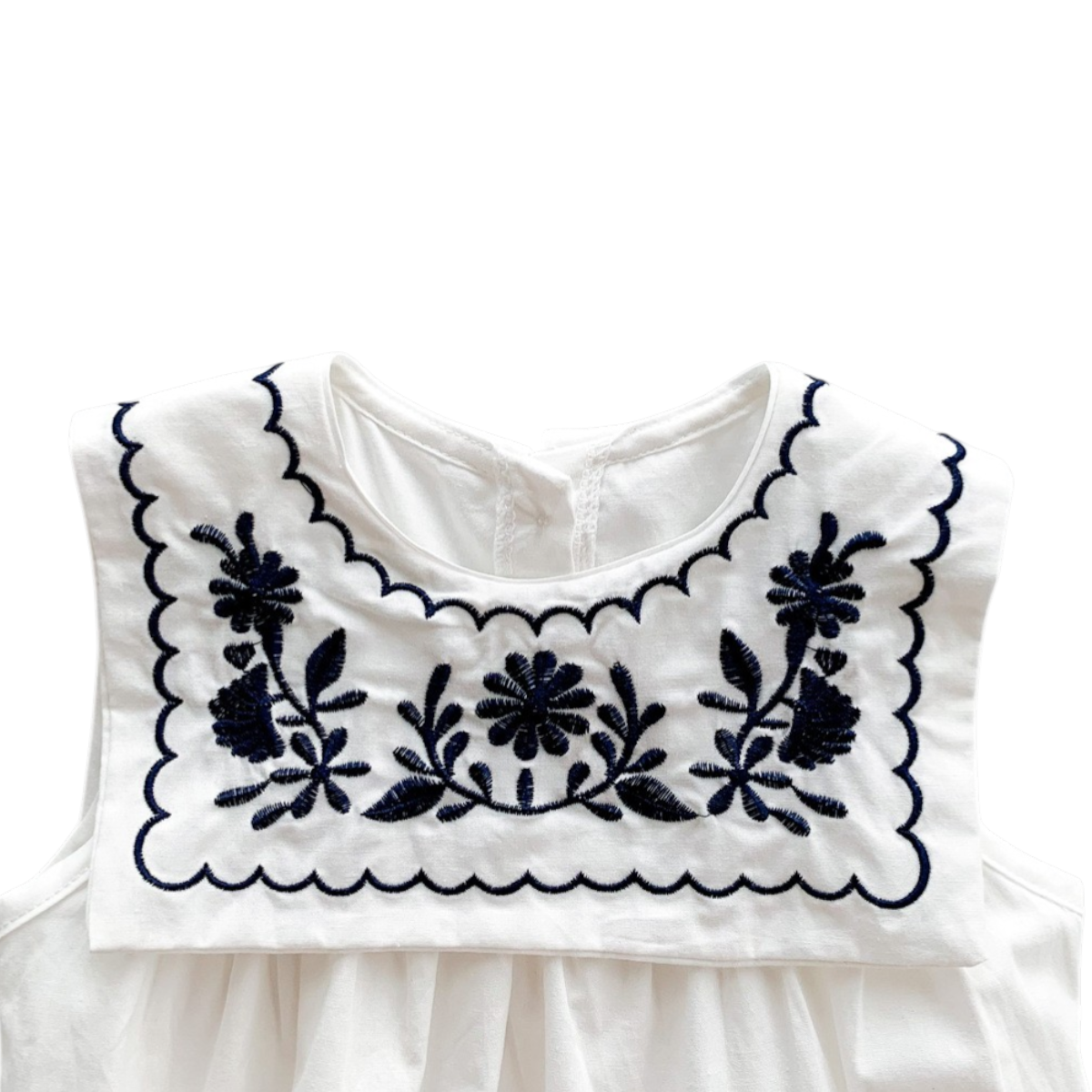 White Embroidered Nautical Baby Bodysuit on a white background, view 2