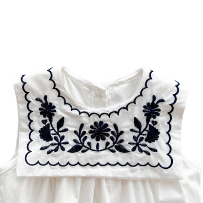 White Embroidered Nautical Baby Bodysuit on a white background, view 2