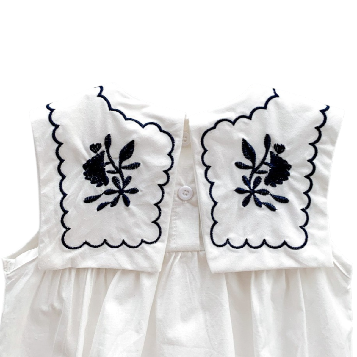 White Embroidered Nautical Baby Bodysuit on a white background, view 6