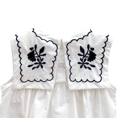 White Embroidered Nautical Baby Bodysuit on a white background, view 6