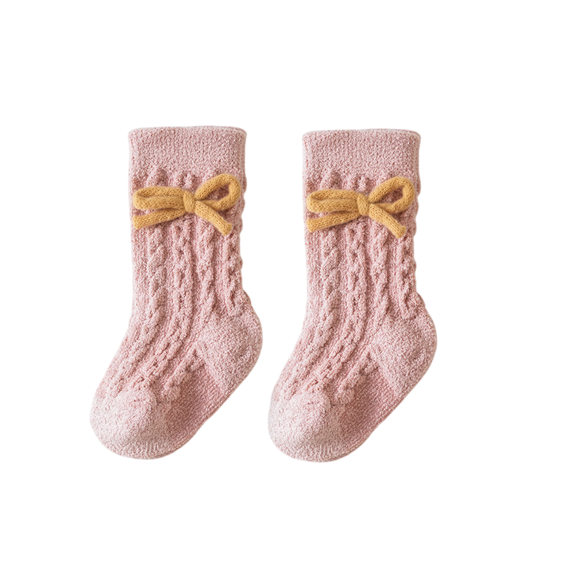 Pink Bow Winter Baby Socks