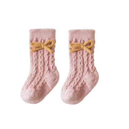 Pink Bow Winter Baby Socks