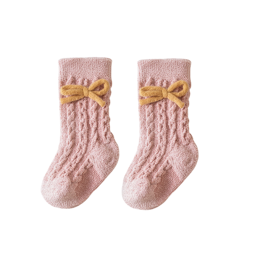 Pink Bow Winter Baby Socks
