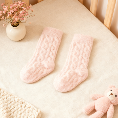 Pink Twisted Winter Baby Socks
