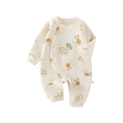 Baby romper with floral pattern on a white background