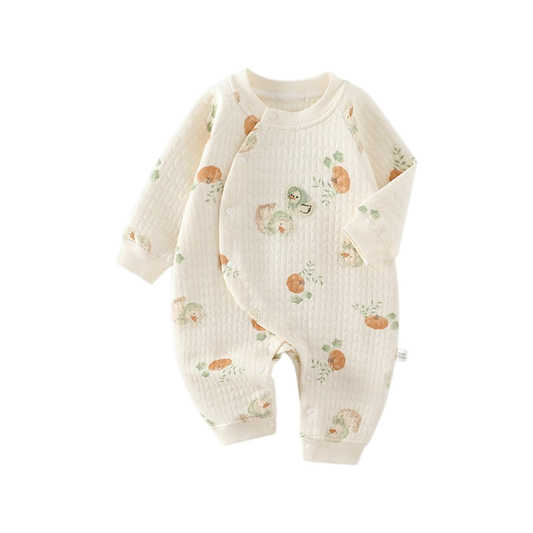 Baby romper with floral pattern on a white background